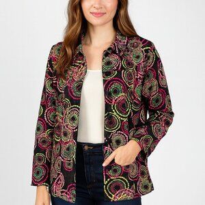 Lifestyle Jacket Swirl Print Size Large Abstract Eclectic Artsy Statement Boho